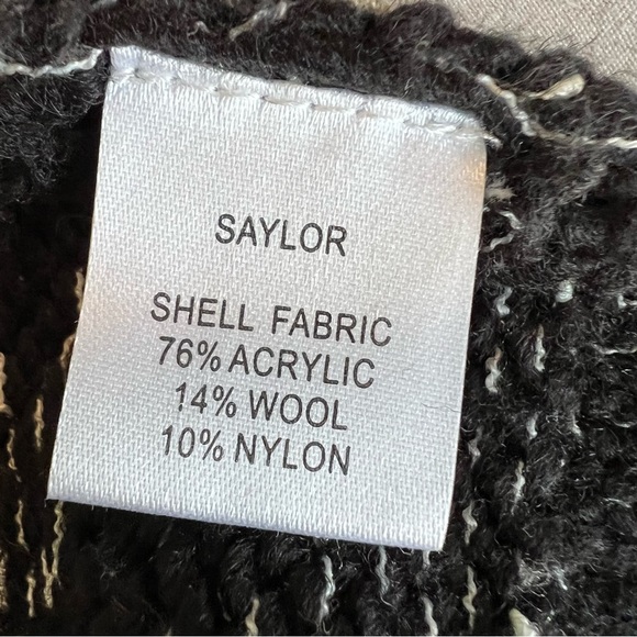 Saylor Oversized Black and White Fringe Sweater with Open Sides size XS/ S - Picture 10 of 14